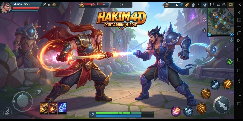Tampilan gameplay HAKIM4D dengan aksi seru dan strategi MOBA.